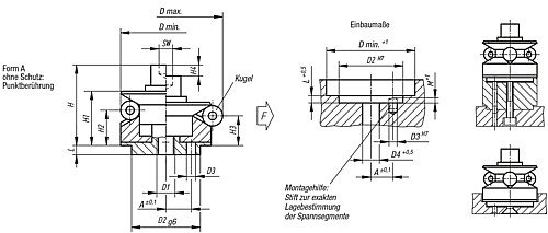 Kipp K0644.0101203 ZENTRIERSPANNER FORM A, - KIPP K0644-A Zentrierspanner ohne Schutz