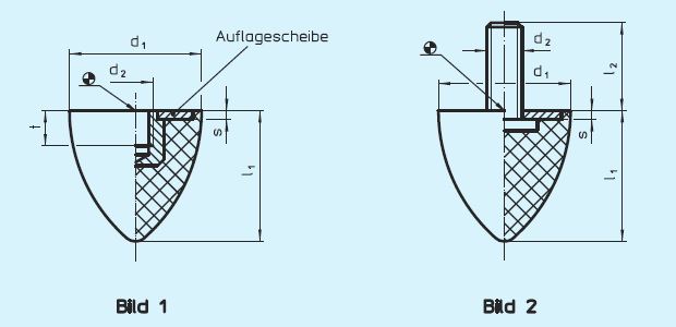 Halder 25150.0522 Gummi-Anschlagpuffer, parabolisch Ø 20 x 24 mit Innengewinde - EH 25150 Gummi-Anschlagpuffer parabolisch