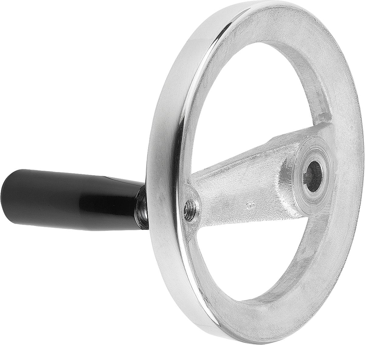 Norelem 06277-5080X10 2 SPEICHENHANDRAD ALU, DREHB.GR.M.NUT, D1=80, D2=10 - 06277-5080X10 2 SPEICHENHANDRAD ALU - GRIFF DREHBAR - MIT NUT - D1 80 - D2 10