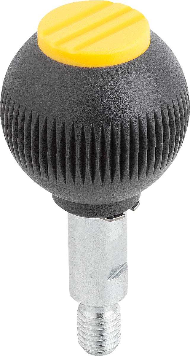 Kipp K0254.1067 NOVO.GRIP GRIFFKUGEL DREHBAR GR.1, D=25, M6X10, DECKEL RAPSGELB - K0254-1067 NOVO GRIP GRIFFKUGEL DREHBAR GR 1 - D 25 - M6X10 - DECKEL RAPSGELB