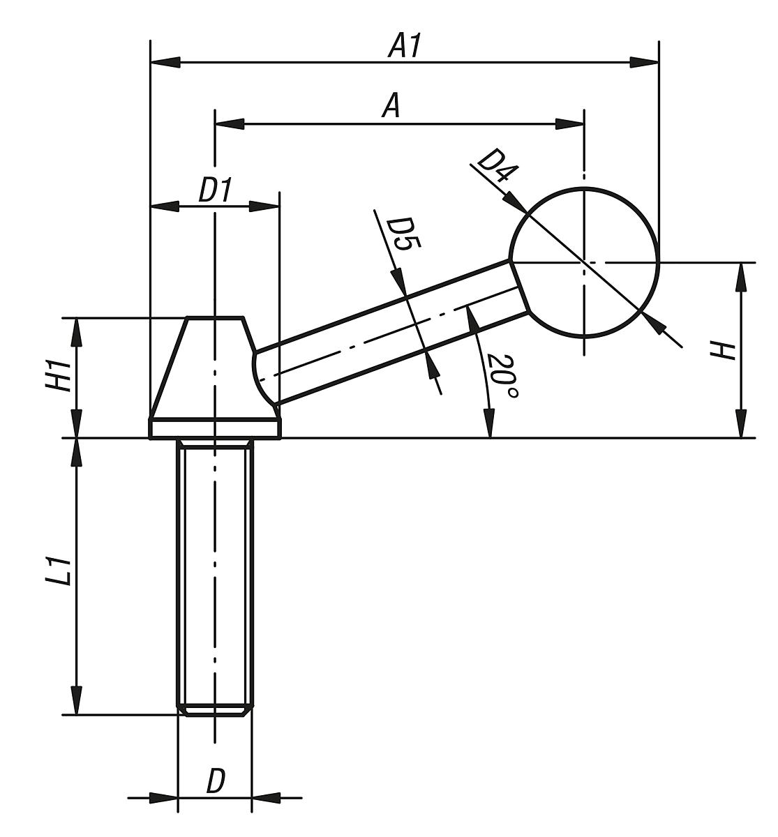 Norelem 06430-112 STAHLKLEMMHEBEL  M12 - NLM 06430 Stahlklemmhebel - Massblatt