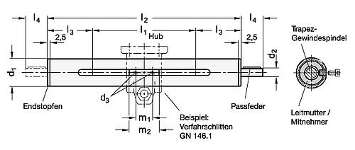 Ganter 291-18-165-L1-NI Lineareinheiten, Stahl, Edelstahl - GN 291 Lineareinheiten - Stahl - Edelstahl-Skizze