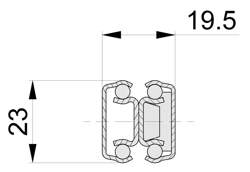 Accuride DS2330-0015DL Edelstahl-Teleskopschienen 100% Vollauszug, 19,5x23, SL 150, TR 150, 9kg - DS2330DL Edelstahl-Teleskopschiene fuer Lebensmittel - Massblatt