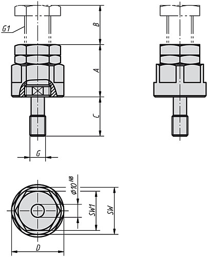 Kipp K0825.12040 STÜTZE VERSTELLBAR - KIPP K0825 Stuetzen verstellbar