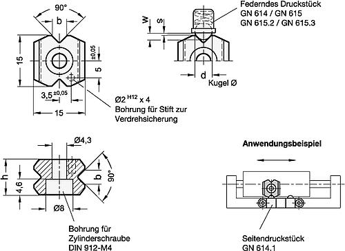 Ganter 250-10,5 RASTSTÜCK (SINTERMETALL) - GN 250 Raststuecke fuer federnde Druckstuecke-Skizze
