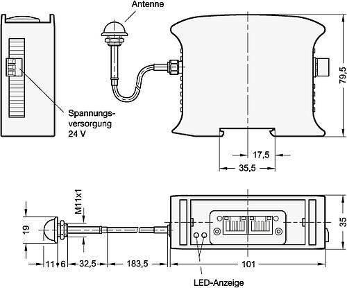 Ganter 9150-1 Kontrolleinheiten für elektronische Stellungsanzeiger LE70001 9153, Schnittstelle: Profinet - GN 9150 Kontrolleinheiten fuer elektronische Stellungsanzeiger GN 9153-Skizze