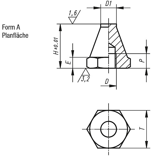 Kipp K0294.106012 AUFLAGEBOLZEN FORM A, D=M6, H=12,5 - KIPP K0294-A Auflagebolzen Form A