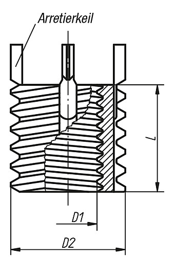 Norelem 07661-105 GEWINDEEINSATZ VERST RKT      EDELSTAHL, D1=M5, D2=M10X1,25 - Norelem 07661 Gewindeeinsaetze verstaerkt