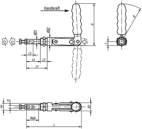 Kipp K0086.0350 SCHUBSTANGENSPANNER, OHNE KONSOLE, P=350 daN - KIPP K0086 Schubstangenspanner ohne Konsole