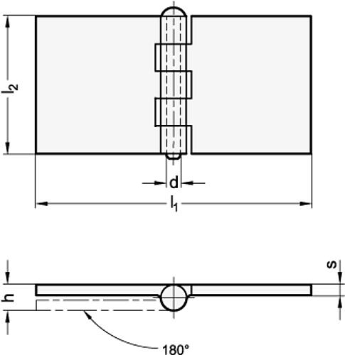 Ganter 1366-ST-160-80-A-BL Scharniere, Stahlprofil, zum Anschweißen - GN 1366 Scharniere - Stahlprofil - zum Anschweissen-Skizze