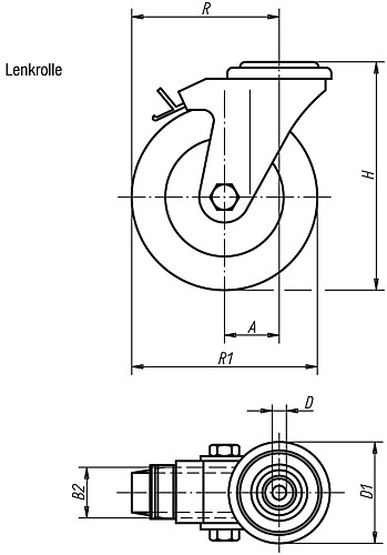 Norelem 95010-050182 Lenkrolle mit stop fix - Norelem 95010-LS Lenkrolle mit stop fix