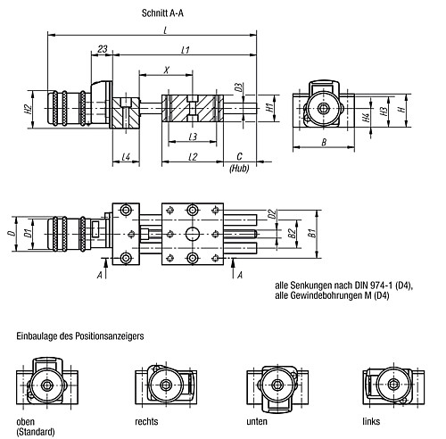 Norelem 21102-12 POSITIONIERTISCH KURZ, MIT POSITIONSANZEIGER - Norelem 21102 Positioniertische kurz mit Positionsanzeiger