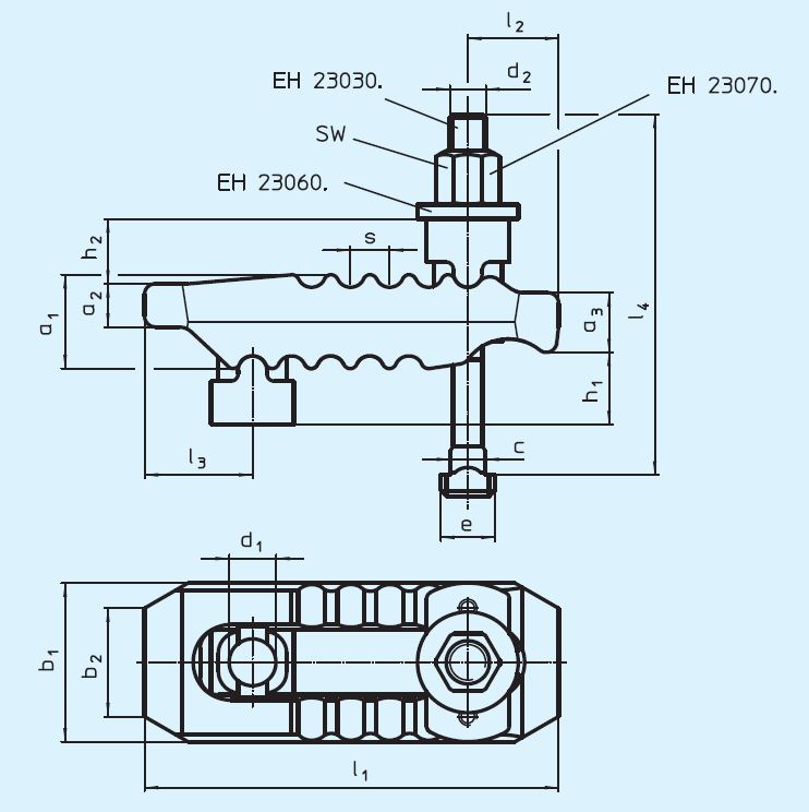 Halder 23185.0116 Spanneisen gezahnt mit verstellbarem Gegenstück mit Schraube für T-Nuten 17 / M 16 x 160 / 16 - EH 23185 Spanneisen gezahnt - mit verstellbarem Gegenstueck mit Schraube fuer T-Nuten