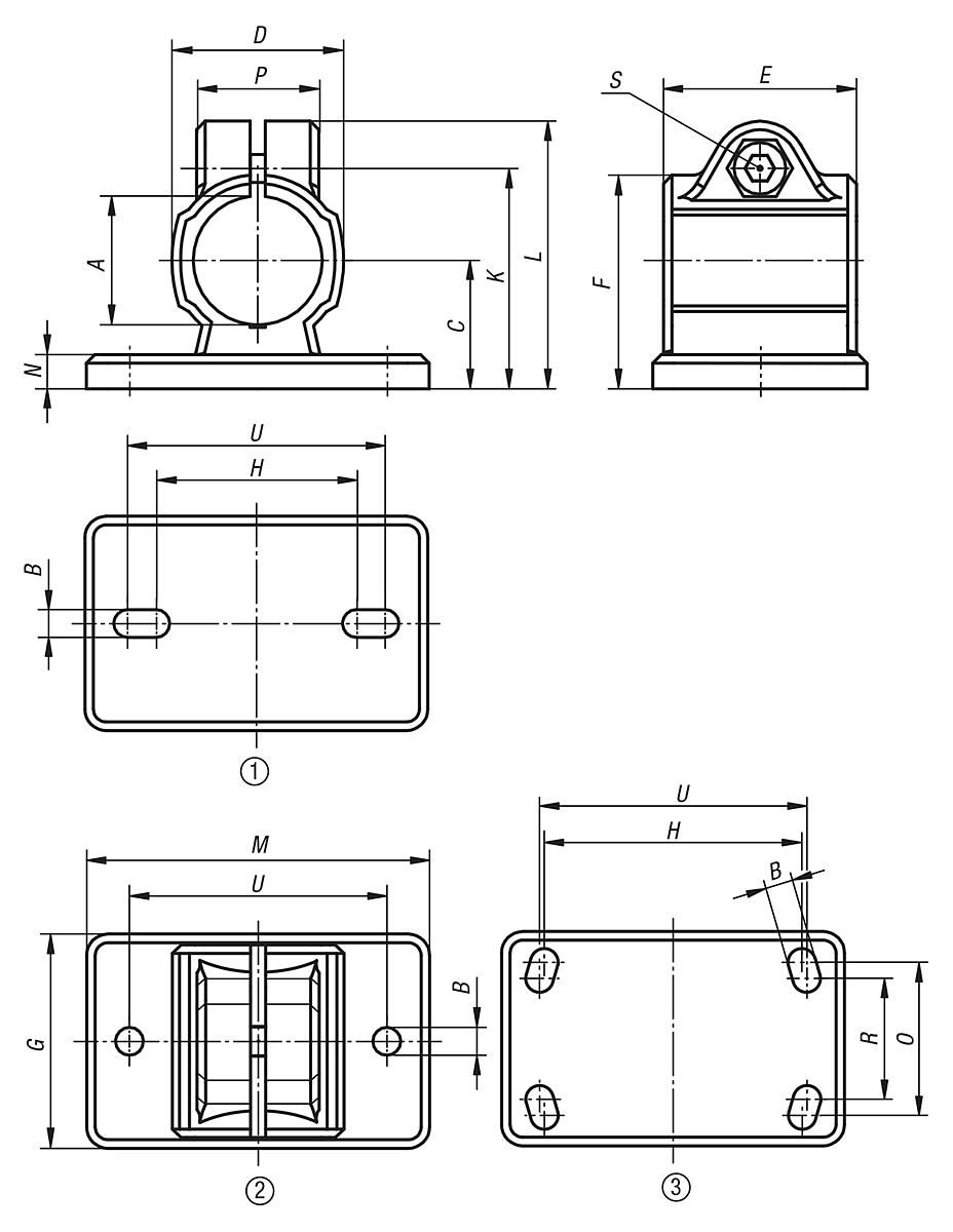 Kipp K0479.530 FLANSCHKLEMMSTÜCK ALUMINIUMGUSS, A=30,1 - K0479 Flanschklemmstuecke - Aluminium - Massblatt