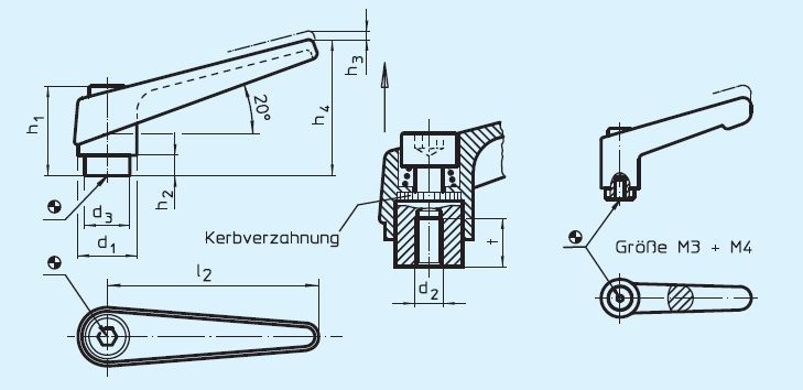 Halder 24400.0111 Verstellbarer Klemmhebel mit Innengewinde Ø 14 x M 5, orange - EH 24400 Verstellbare Klemmhebel mit Innengewinde