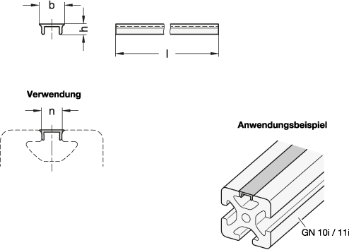 Ganter 71I-8-AN-2-4  Abdeckprofile, Aluminium, für Aluprofile (i-Baukasten), Nutbreite n: 8, Länge l: 2, Gebinde (Stück): 4 - GN 71i Abdeckprofile - Aluminium - fuer Aluprofile - i-Baukasten - Massblatt