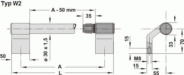 Leschhorn W2-30.250.54   Kommandogehäuse-Griffe A 250,  Schenkel schwarz / Rohr pulverbeschichtet schwarz Griff aus Einzelelementen, komplett montiert - Leschhorn W2 Kommandogehaeuse-Griffe