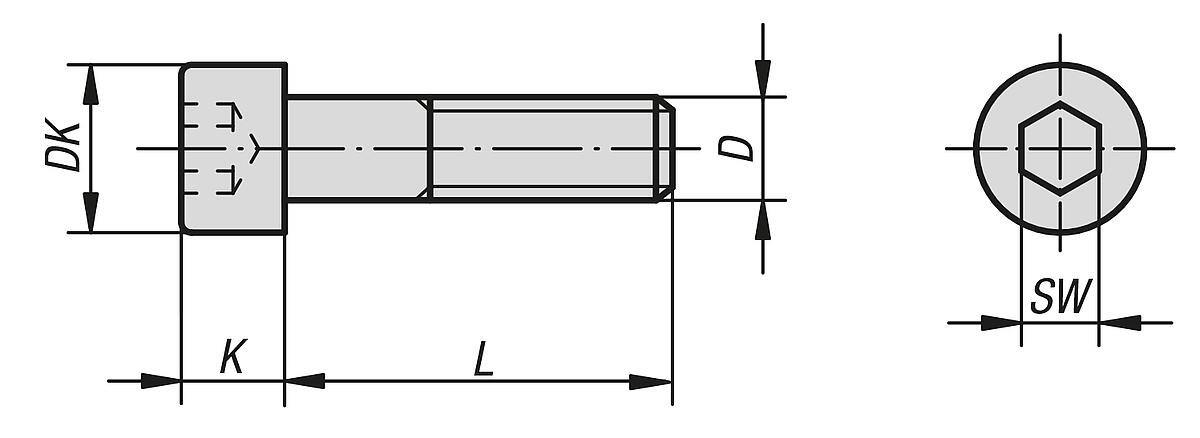 LE70183 912-10X140 Zylinderschrauben mit Innensechskant DIN 912, schwarz, Güte 12.9, D=M10, L=140 - DIN 912 ISO 4762  - Guete 8-8 - 10-9 und 12-9 Zylinderschrauben mit Innensechskant - Massblatt