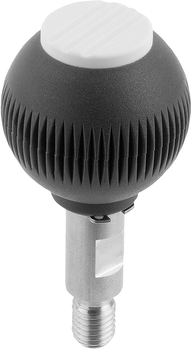 Kipp K0254.04125 NOVO.GRIP GRIFFKUGEL DREHBAR GR.4  EDELSTAHL, D=50, M12X20, DECKEL LICHTGRAU - K0254-04125 NOVO GRIP GRIFFKUGEL DREHBAR GR 4 EDELSTAHL - D 50 - M12X20 - DECKEL LICHTGRAU