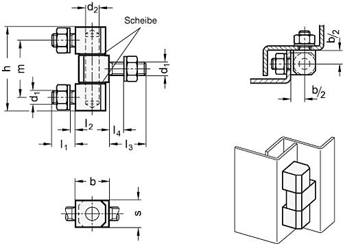 Ganter 129.5-12-D-A4 Edelstahl Scharniere - GN 129-5 Edelstahl Scharniere-Abbildung