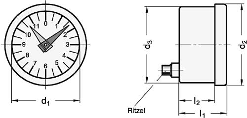 Ganter 000.9-42-10-L ELESA STELLUNGSANZEIGER, FESTHALTESYSTEM - GN 000-9 Stellungsanzeiger - Festhaltesystem - analog-Abbildung