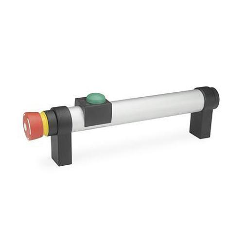 Ganter 331-200-EL-T0-2 ROHRGRIFF, GERADE, ELOXIERT, MIT "NOT AUS" - GN 331 Rohrgriffe mit elektrischer Schaltfunktion-Abbildung