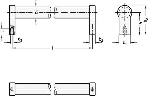 Ganter 333.7-28-200 Edelstahl Rohrgriffe - GN 333-7 Edelstahl Rohrgriffe-Skizze