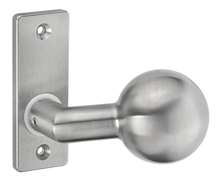 AMF 438 Türknopf, gekröpft, drehbar: -, fest: Ja, Rosette: 32 x 87 x 6 mm - LE 438 Tuerknopf - gekroepft -Abbildung