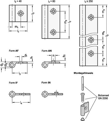 Ganter 2291-50-80-IF-C-EL Scharnierflügel, für Aluminiumprofile / Flächenelemente - GN 2291 Scharnierfluegel - fuer Aluminiumprofile - Flaechenelemente-Abbildung