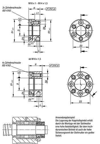 Norelem 07598-040221518 STELLMUTTER, D1=40, D=M22X1,5, - Norelem 07598 Stellmuttern
