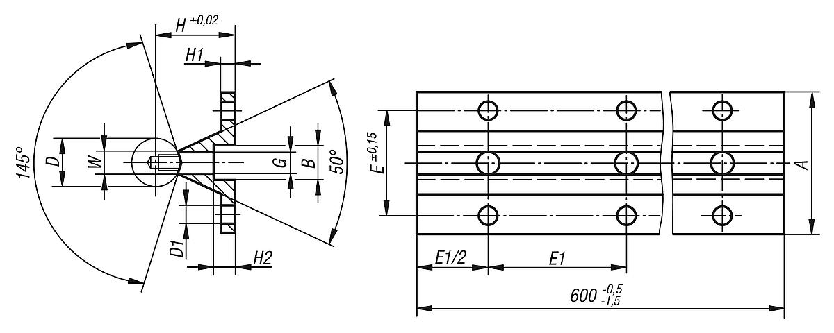 Norelem 21565-20500X0600 WELLENUNTERSTÜTZUNG, - NLM 21565 Wellenunterstuetzungen - Massblatt