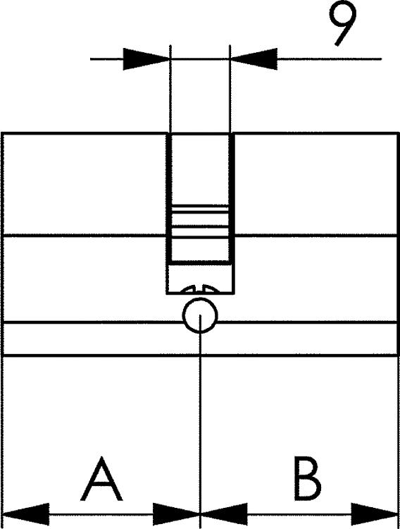 AMF 55-22+22 Doppel-Profilzylinder, A: 22 mm, B: 22 mm, incl. 3 Schlüssel, 1 Stulpschraube - LE 55 Doppel-Profilzylinder -Skizze