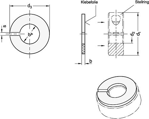 Ganter 7062.30-32-B14 Dämpfungsscheiben, für geschlitzte Stellringe - GN 7062-30 Daempfungsscheiben - fuer geschlitzte Stellringe-Skizze