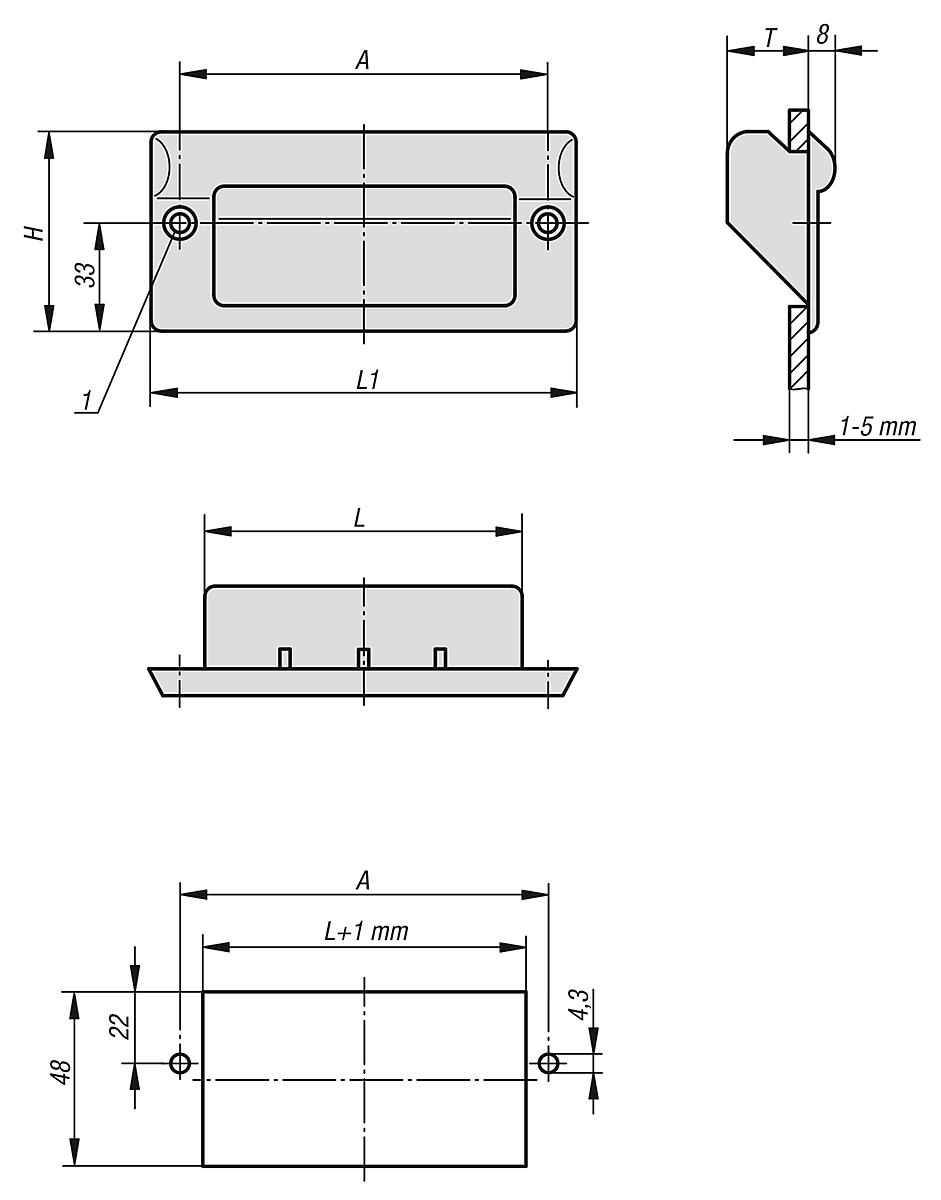 Kipp K0242.1112042 MULDENGRIFF, A=112, LICHTGRAU, - K0242 Muldengriffe - Massblatt
