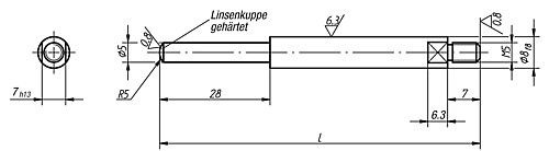 Norelem 33026-08080 TASTBOLZEN MIT, REDUZIERTER LINSENKUPPE - Norelem 33026 Tastbolzen mit reduzierter Linsenkuppe