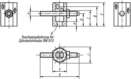 Kipp K0813.08032 ANSCHLAG VERSTELLBAR  M8 - KIPP K0813 Anschlaege verstellbar